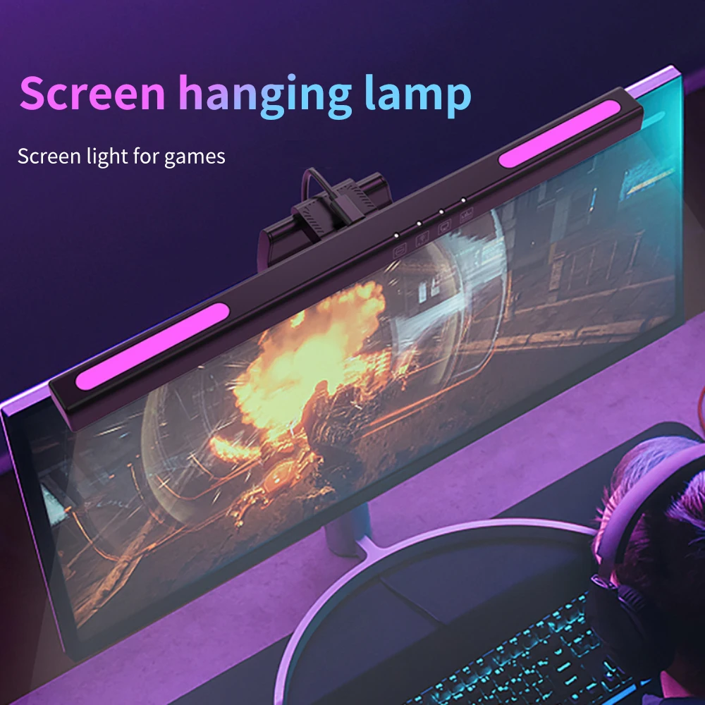 

2023 Computer Ligh Hanging Lamp Seven Color Light Bar 1pc Computer Monitor Led Desk Lamp New Dimming Screen Light Computer Light