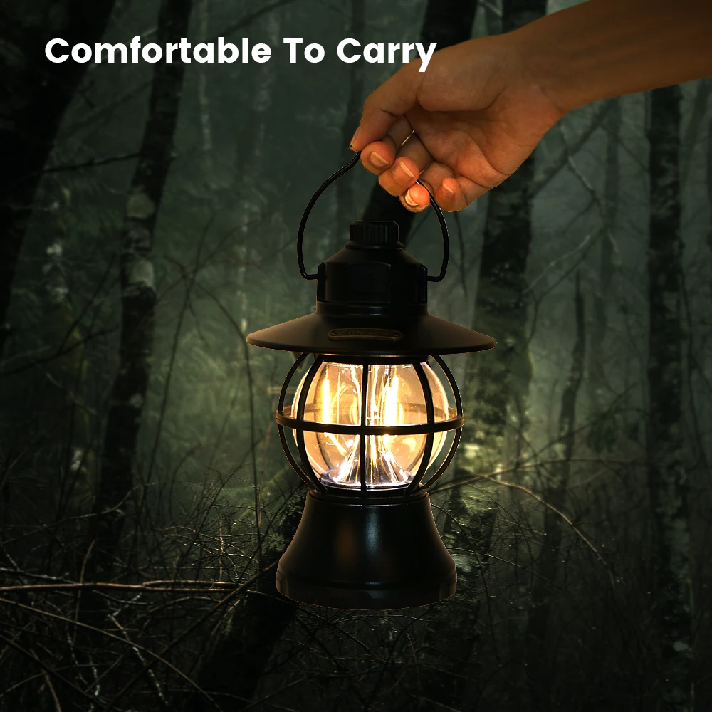 INXDOLHOM Mini Vintage Camping Hanging Lantern Warm Light Led Camp Lantern Rechargeable Lightweight Tent Light For Outdoor enlarge