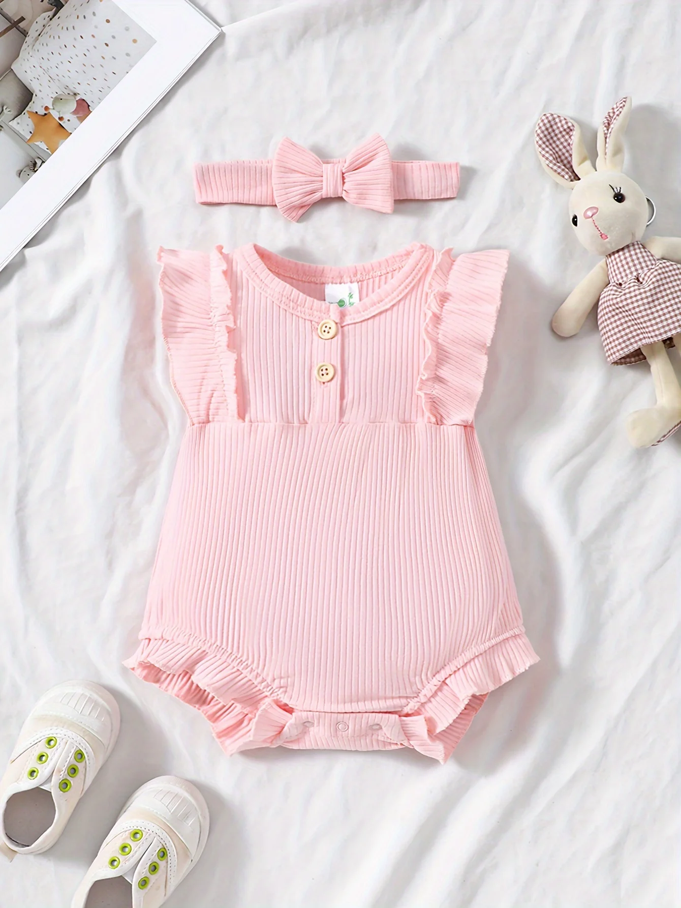 Летние Боди Для Маленьких Девочек Комплект Из 2 Предметов С Круглым Вырезом И