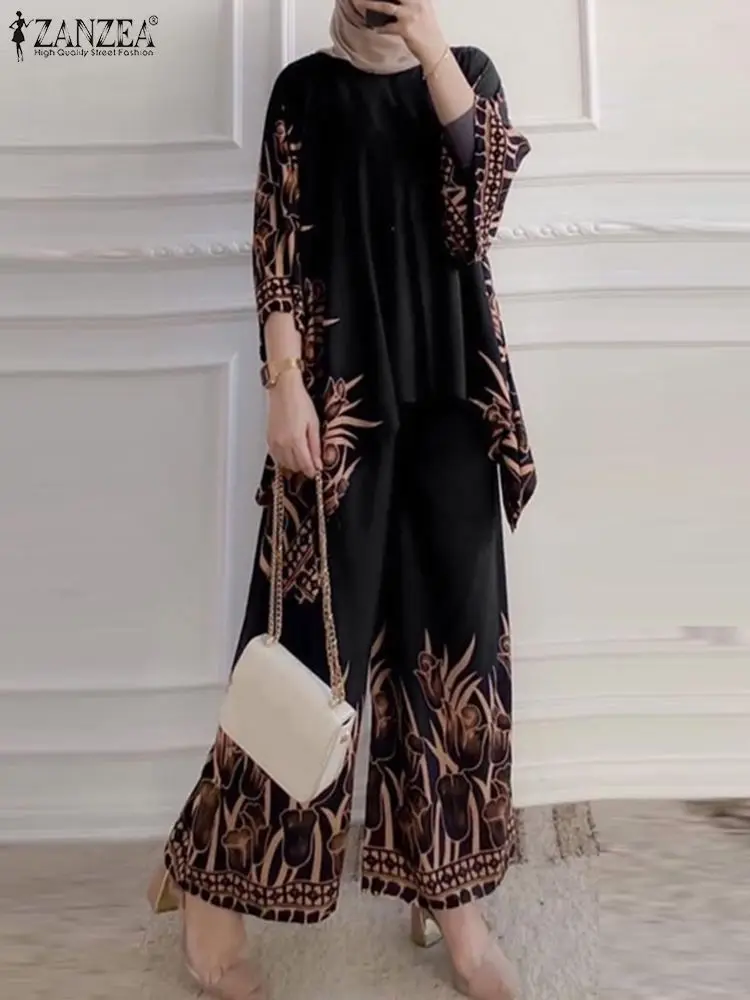 Винтажные комплекты ZANZEA из 2 предметов летние брюки с широкими штанинами