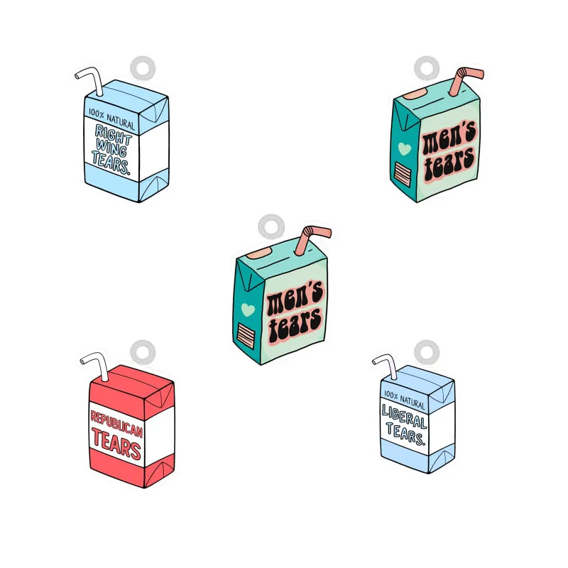 

Milk Box Acrylic Dangle Charm Epoxy Republican Liberal Men's Tears Charms For DIY Earrings Bracelet Christmas Jewelry 10PCS