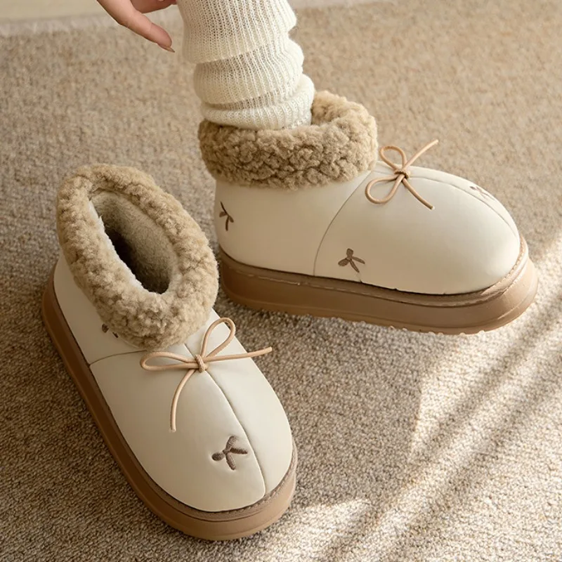 2024 непромокаемая зимняя обувь из искусственной кожи для женщин уличные теплые