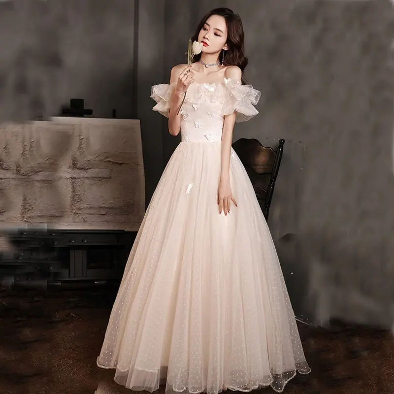 

Bride dresses Evening Dress Women's Elegant Art Exam Banquet Host Tulle Tutu Dress Graduation Season High-End Bridesmaid D