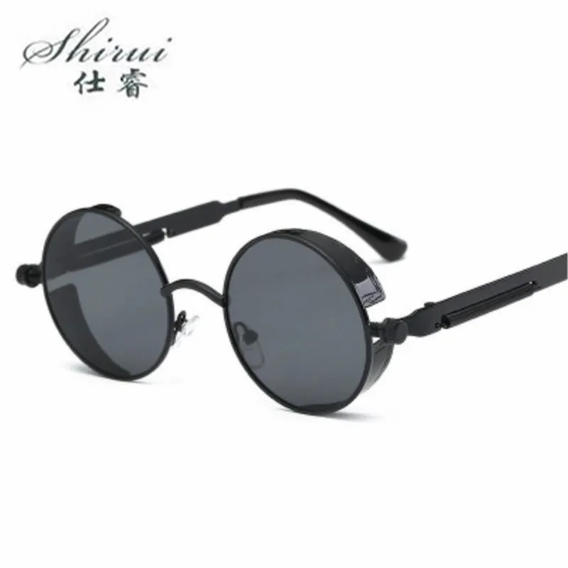 Солнцезащитные очки в стиле стимпанк для мужчин и женщин, брендовые дизайнерские винтажные круглые солнечные очки в стиле ретро, UV400, розовы...
