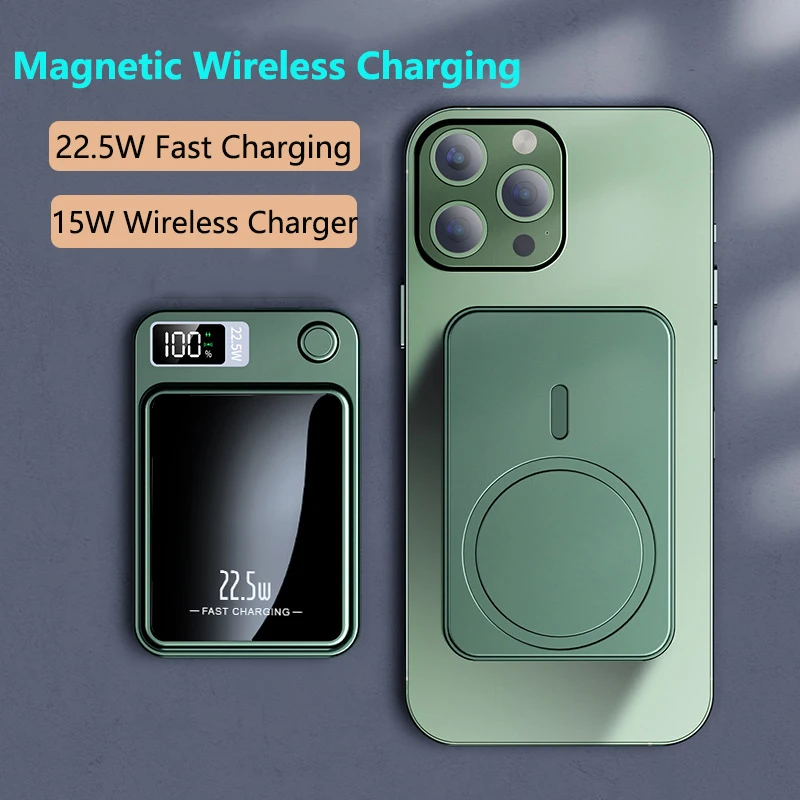 

15W Fast Magsafe Wireless Charger PD 22.5W Fast Charging Power Bank 20000mAh For iPhone 14 13 12 11 Powerbank with Magnetic Ring