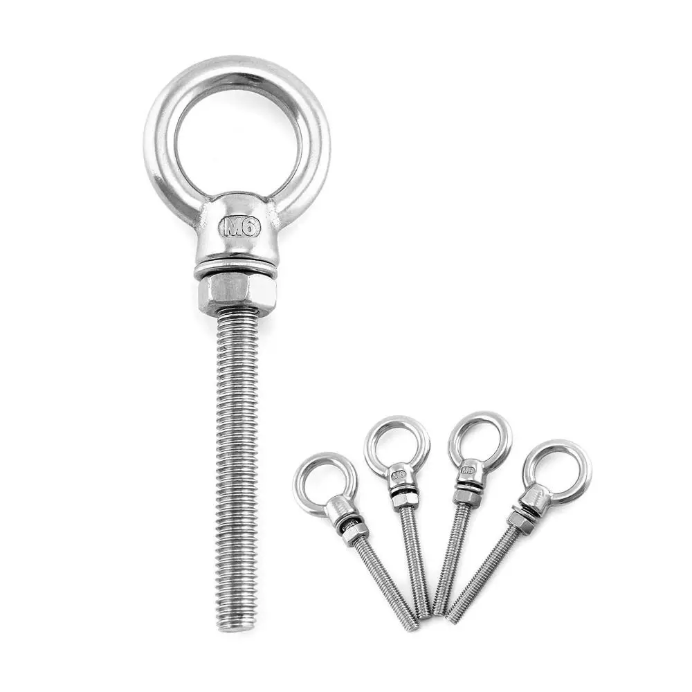 

Длинные резьбовые глазные болты 1/4 дюйма x 2,36 дюйма, 5 шт., повышенной прочности, подъемные болты M6, болты с наплечниками из нержавеющей стали 316, морской класс