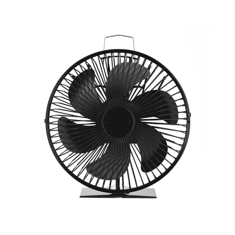 

6 Blade Fireplace Fan Heat Powered Log Wood Burner Stove Silent Heat Circulation Fan Black