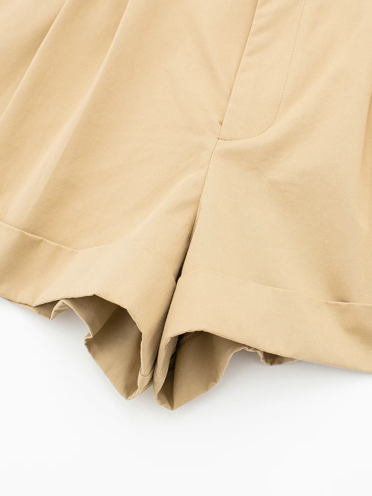 PAILETE Women 2023 fashion front pleats side pockets bermuda shorts vintage high waist zipper fly female short pants mujer