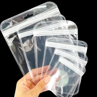 50pcslot thicken plastic bags clear zip lock pouches for diy jewelry retail package hanging bags resealable storage pouches