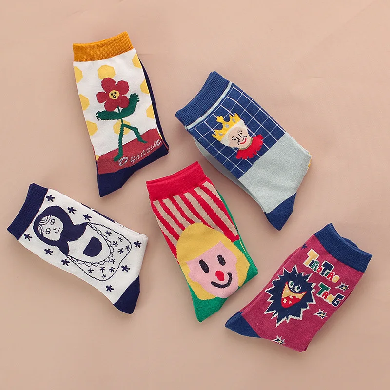 New cartoon animation sports leisure tide socks cotton sweat-absorbing women's socks