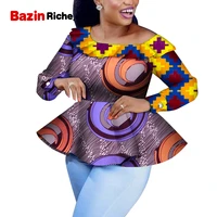 african dress for women shirt o necklace long sleeve femme pleated blouse with zipper dashiki ankara clothes ladies party wy9652