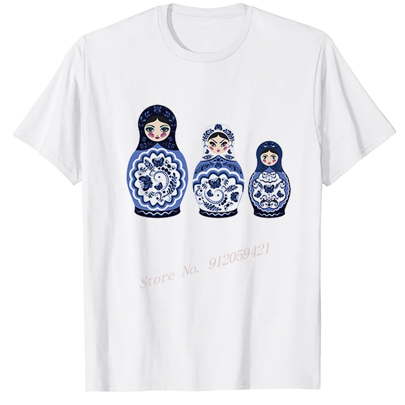 

Футболка с принтом русской матрешки и куклы, модная футболка с графическим принтом, повседневные топы с коротким рукавом в стиле Харадзюку, ...