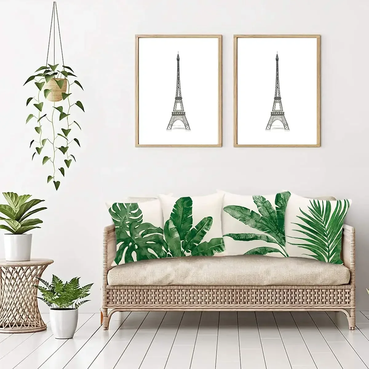 Льняной Чехол Для Подушки С Тропическими Зелеными Растениями И Листьями Банана