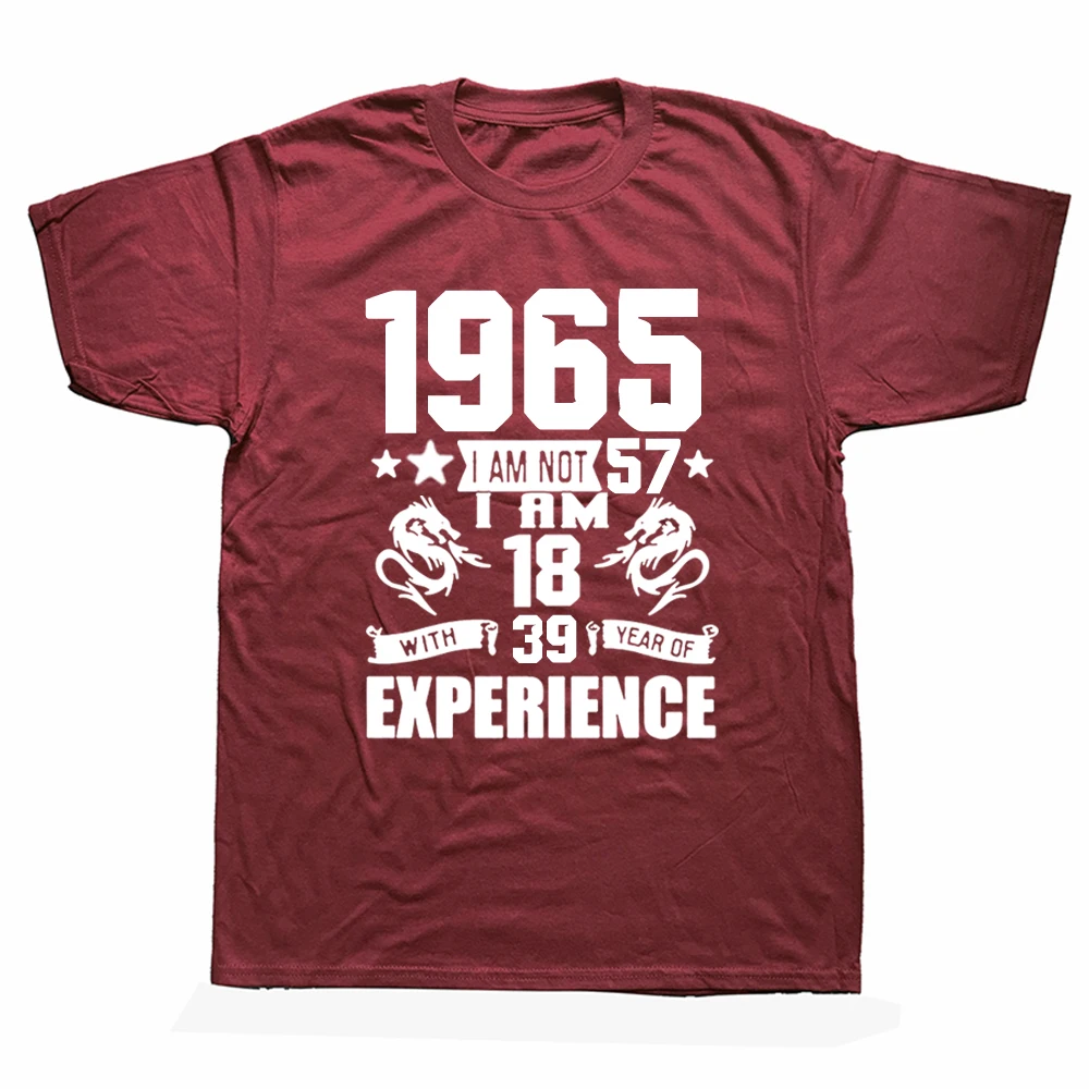 

Funny Made In 1965 Birthday Gift Print Joke T-shirt 57 Years Awesome Husband Casual Short Sleeve Cotton T Shirts Men 2022