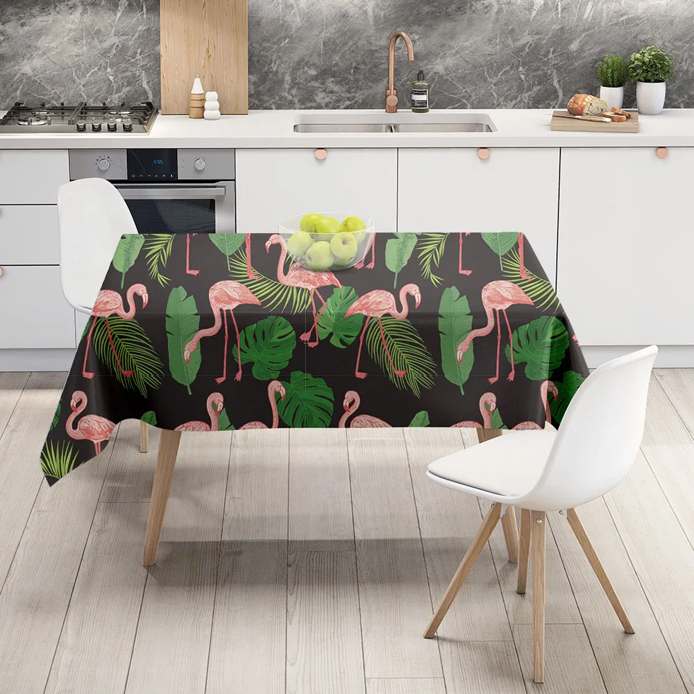 

Скатерть прямоугольная для пикника, розовая Декоративная скатерть с принтом фламинго, листьев, для дома, ресторана, вечеринки, гостиной