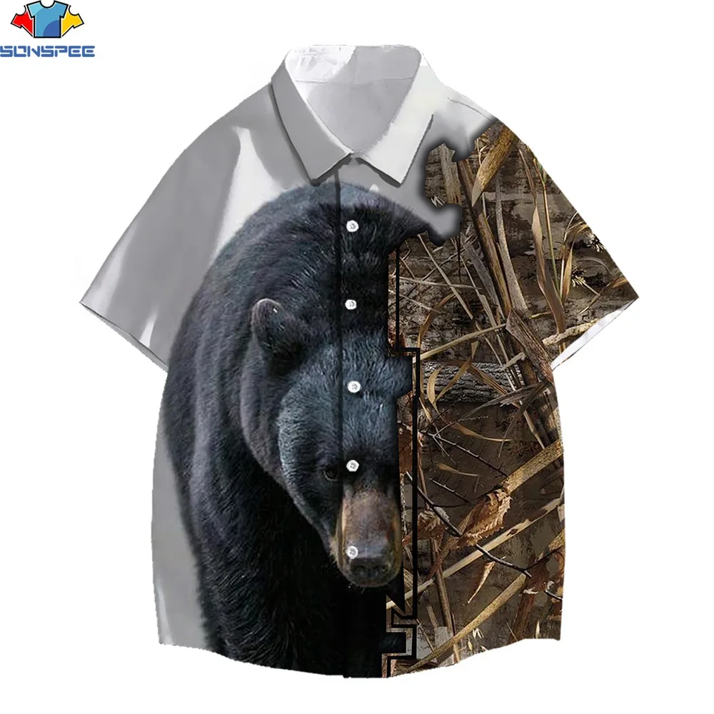 

SONSPEE O-neck Casual Shirts Animal 3D Printing Cool Bear Woman Dress 2022 Summer Punk Rock Fitness Street Party Shirt Tops
