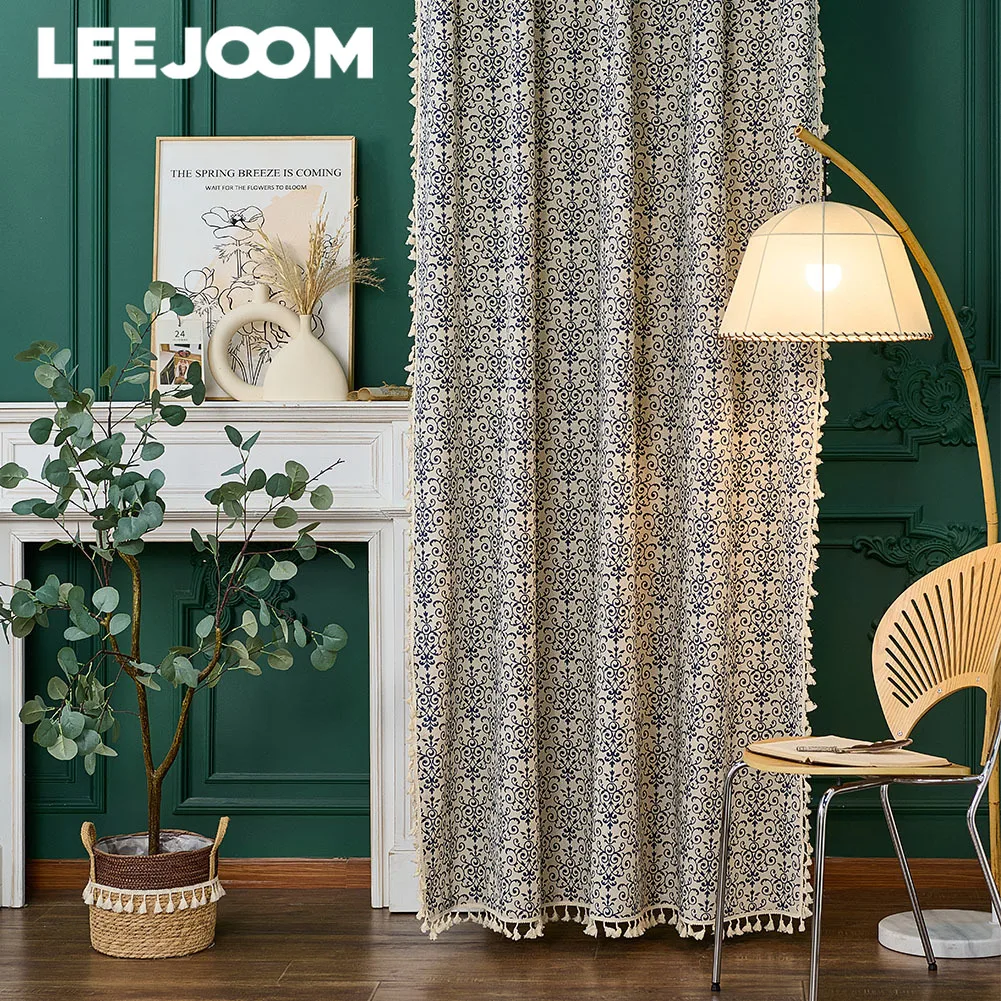 LEEJOOM Европейский стиль занавески с цветочным принтом оконные жалюзи для гостиной