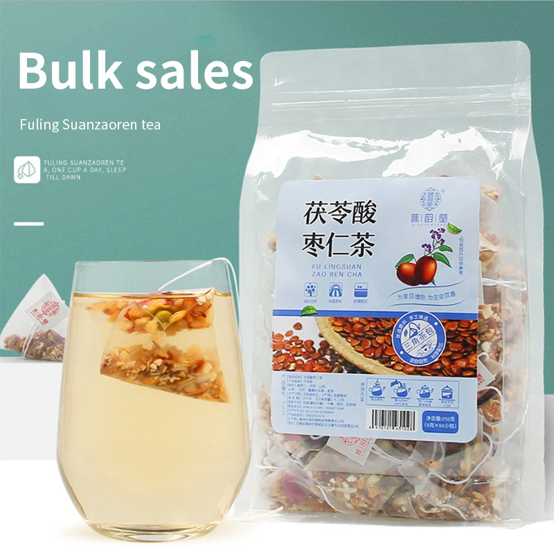 

Qiao Yuntang Poria jujube seed tea 250g / bag Triangle bag Lily Yam tea Poria jujube seed，Can improve sleep quality, enhance mem