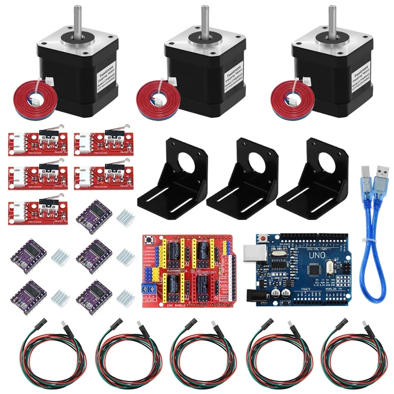

Nema17 Stepper Motor Nema17 42BYGH 1.7A 17HS8401S + DRV8825 Driver With Cnc Shield V3 For UNO R3 Expansion Board CNC Kit