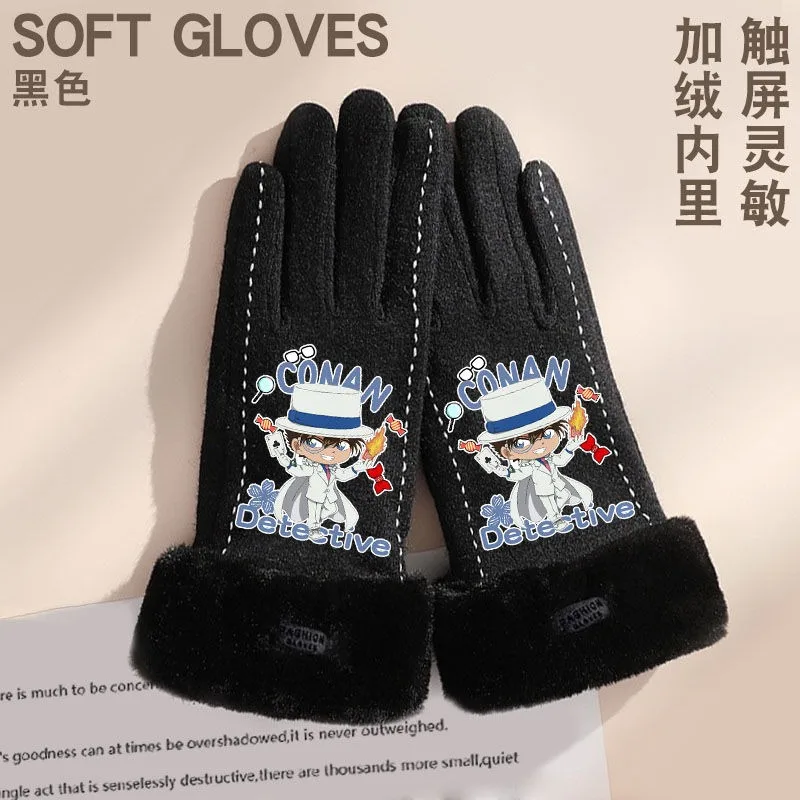 Новый конан милые студенческие теплые бархатные утолщенные перчатки с героями