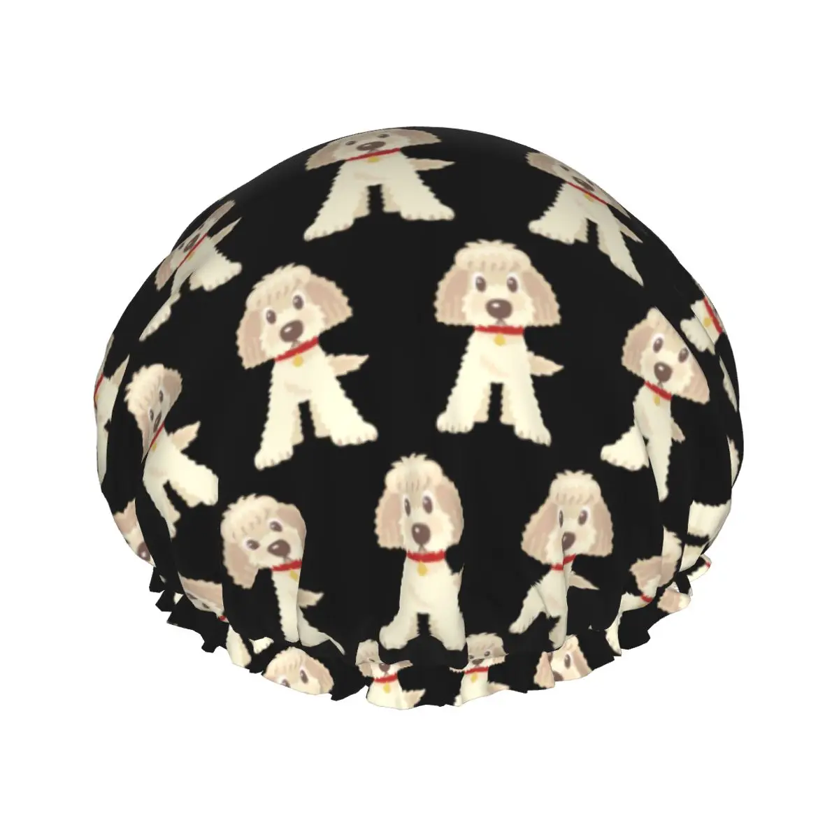 

Goldendoodle Dogs Waterproof Shower Cap with Elasticized Hem Reversible Shower Sleeping Bonnet Cap for All Hair Lengths