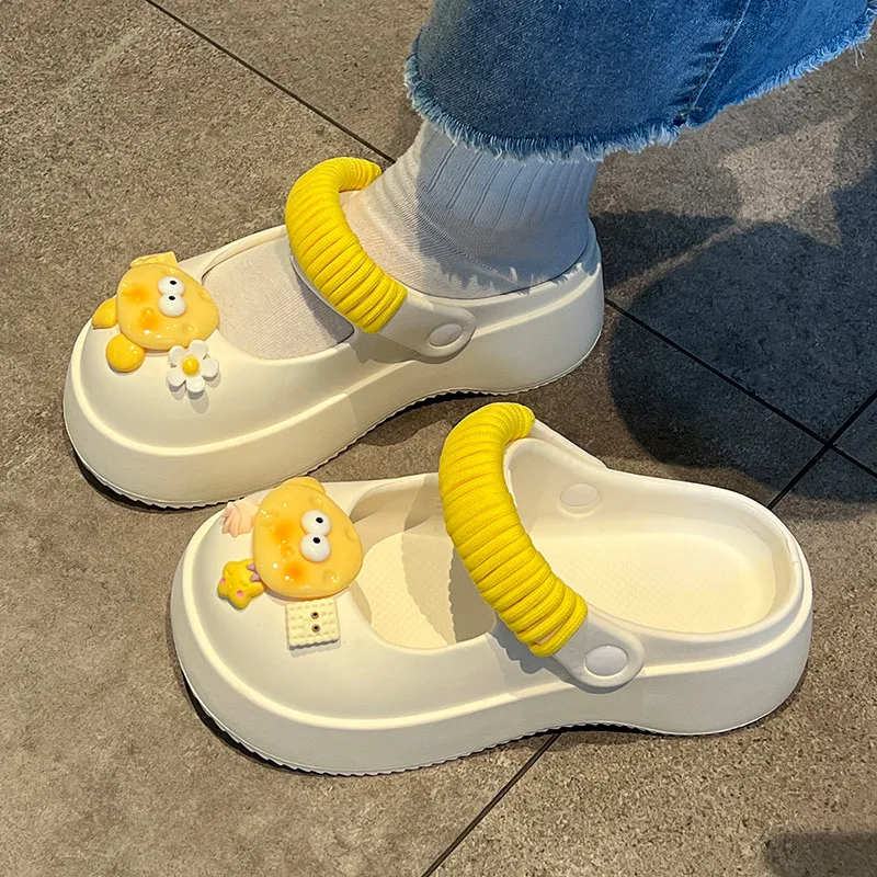 

Женские летние тапочки Мэри Джейн Crocs, новинка 2023, Нескользящие французские толстые удобные шлепанцы