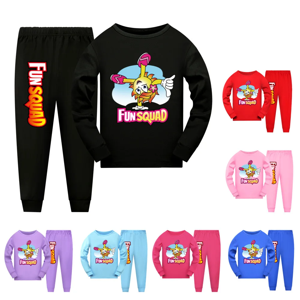 

Kids Pajamas Set Children Sleepwear Cartoon Fun Squad Gaming Pyjamas Pijamas Baby Boys Girls Top Pants Cotton Nightwear Clothes
