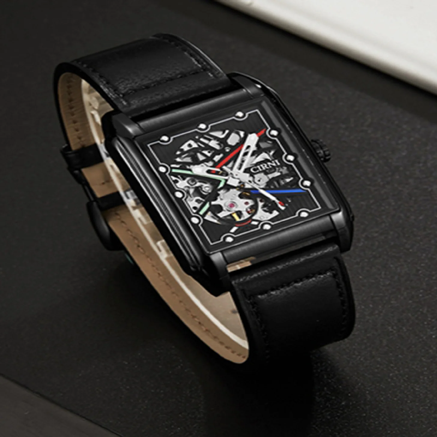 

Fashion Mens Automatic Watches Luxury Mechanical Wristwatches CIRNI Rectangle Skeleton Watch Male 5Bar Waterproof Clocks 2022