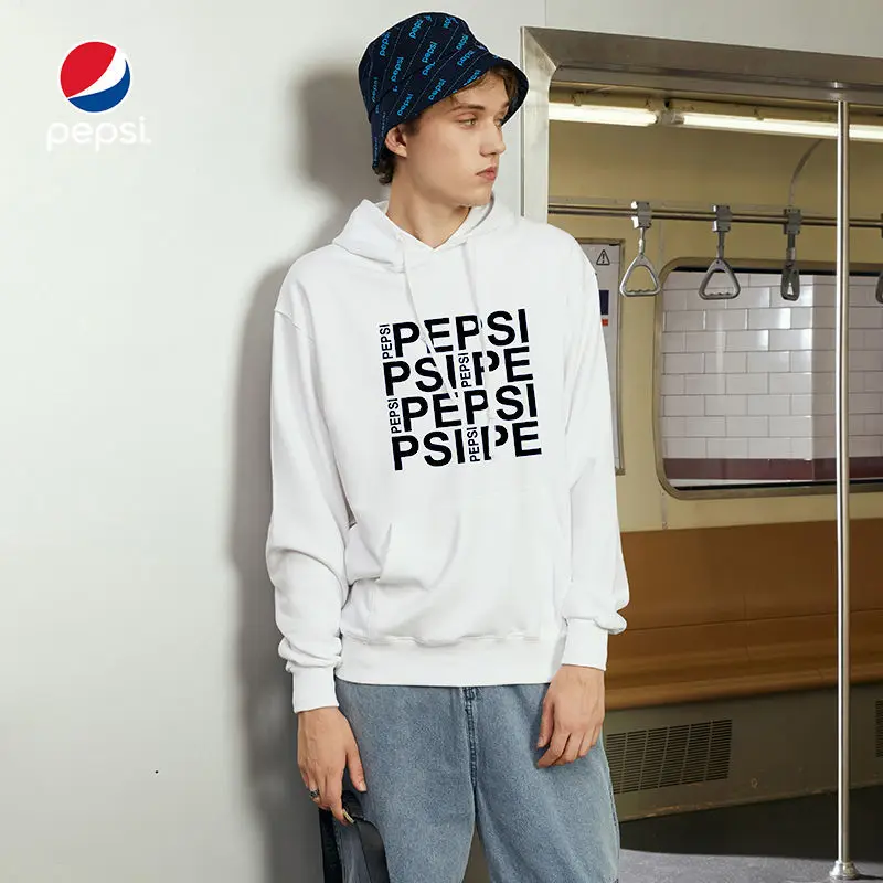 

Pepsi Cola 2022 autumn and winter new hooded personalized print pullover top simple and comfortable cotton couple sweater