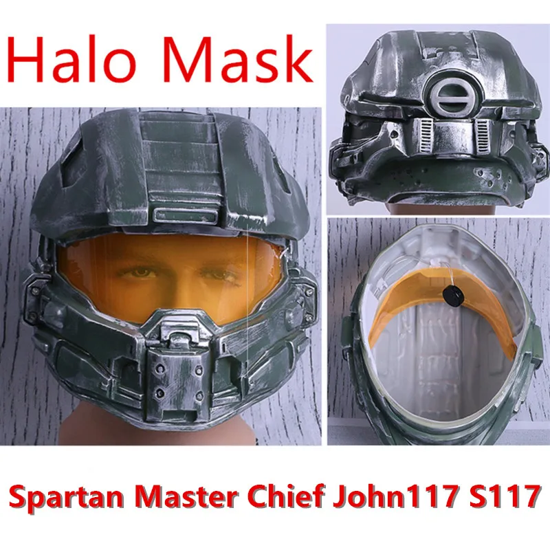 

Game Halo Spartan Master Chief John117 S117 Cosplay PVC Mask Helmet Masks Halloween Masquerade Party Carnival Costume Props