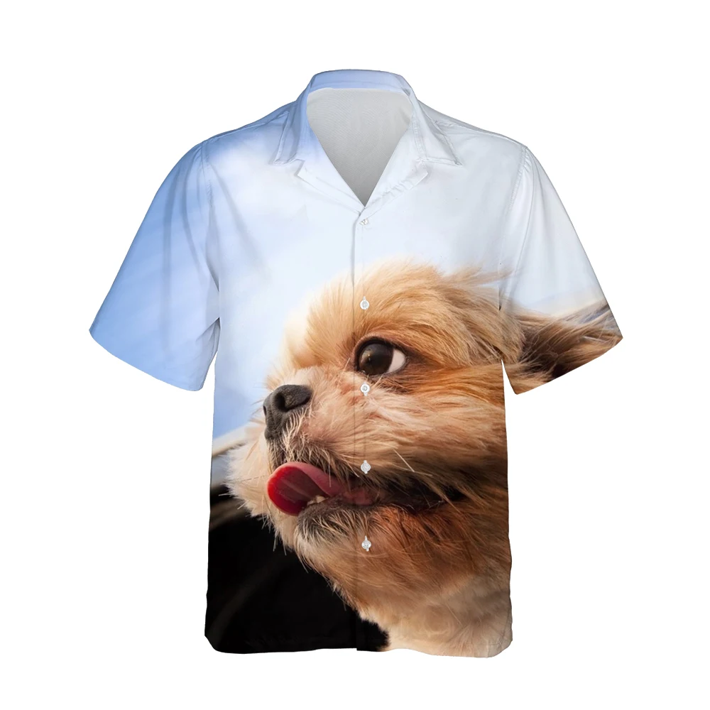 Jumeast 3d Funny Dogs Printed Hawaiian Short Sleeve Shirt Men Street Style Trendy Animals Shirts for Men Casual Loose Tops S-5XL