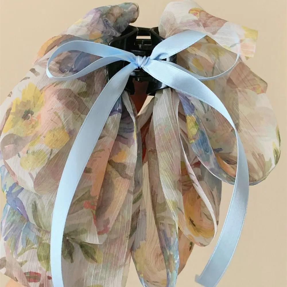 

Chiffon Flower Bow Ribbon Hair Claw Fashion Korean Style Bowknot Headwear Hairpin