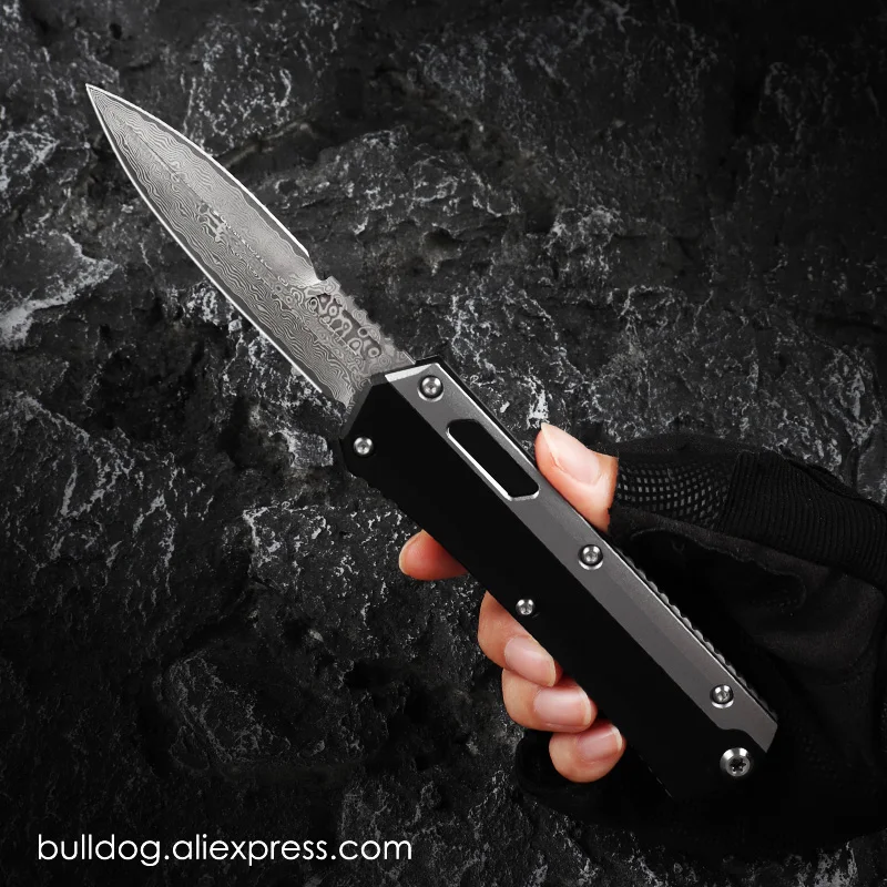 

GLYKON Гликон нож дамасское лезвие версия микро OTF Tech Ножи EDC самооборона военные тактические Pocketknives T7 алюминиевая ручка