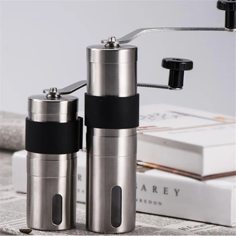 

Silver Coffee Grinder Mini Stainless Steel Hand Manual Handmade Coffee Bean Burr Grinders Mill Kitchen Tool Crocus Grinders