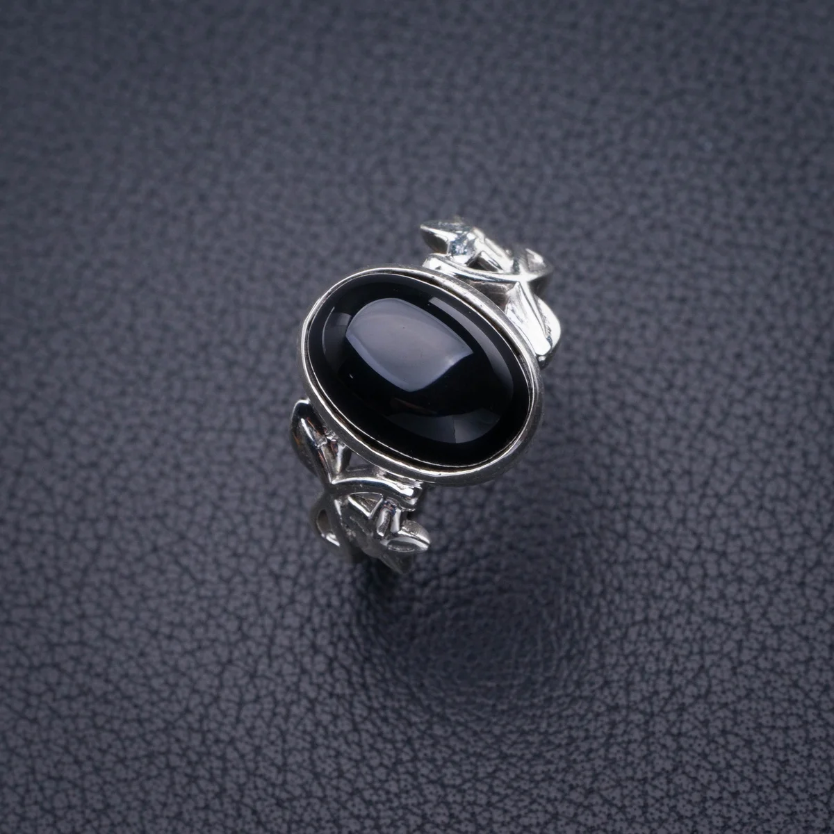 

StarGems Natural Cat Eye Flower Handmade 925 Sterling Silver Ring 8.25 D4534