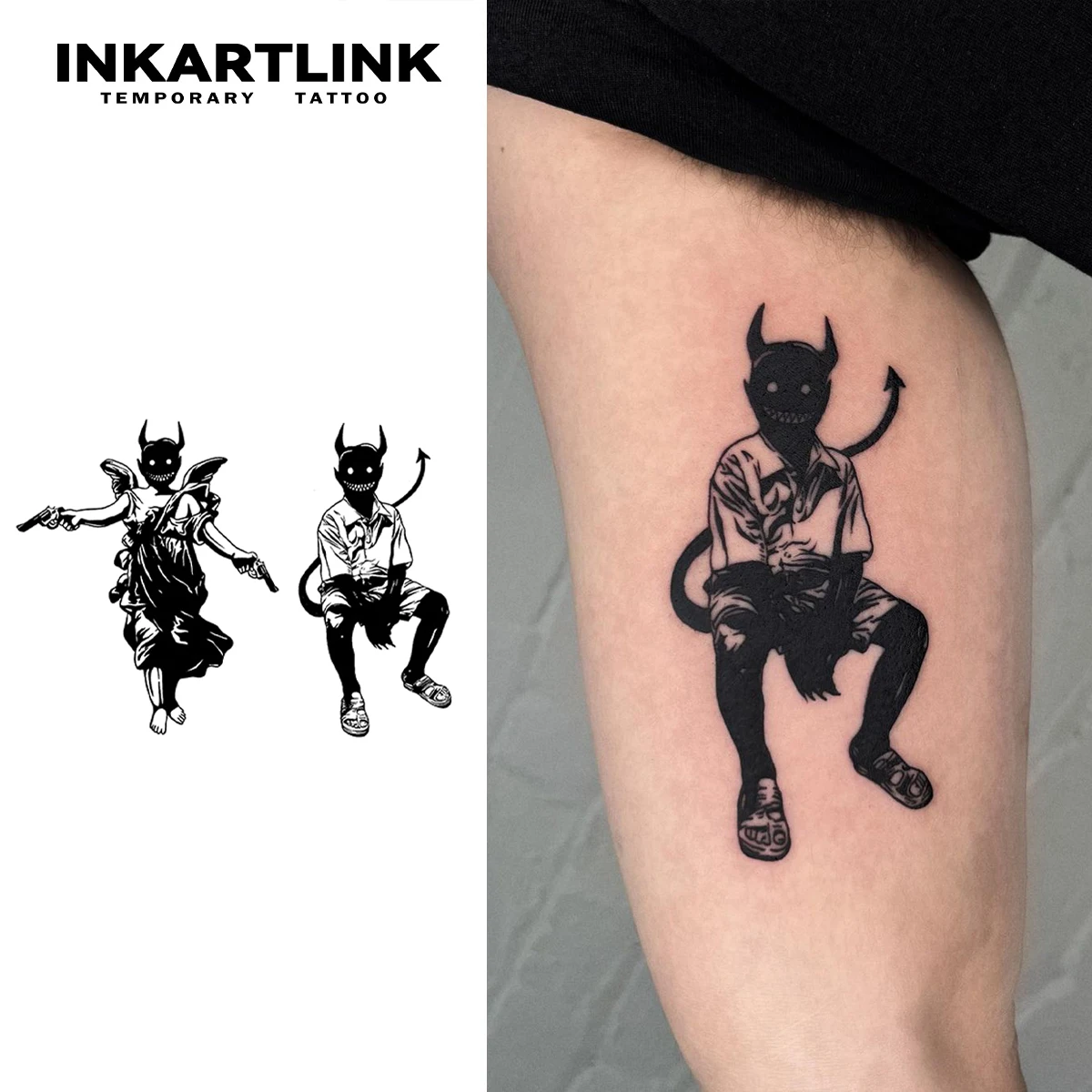 Набор временных татуировок Elska Devil Boy Design INKARTLINK Brand Magiczny Naklejka Водонепроницаемая