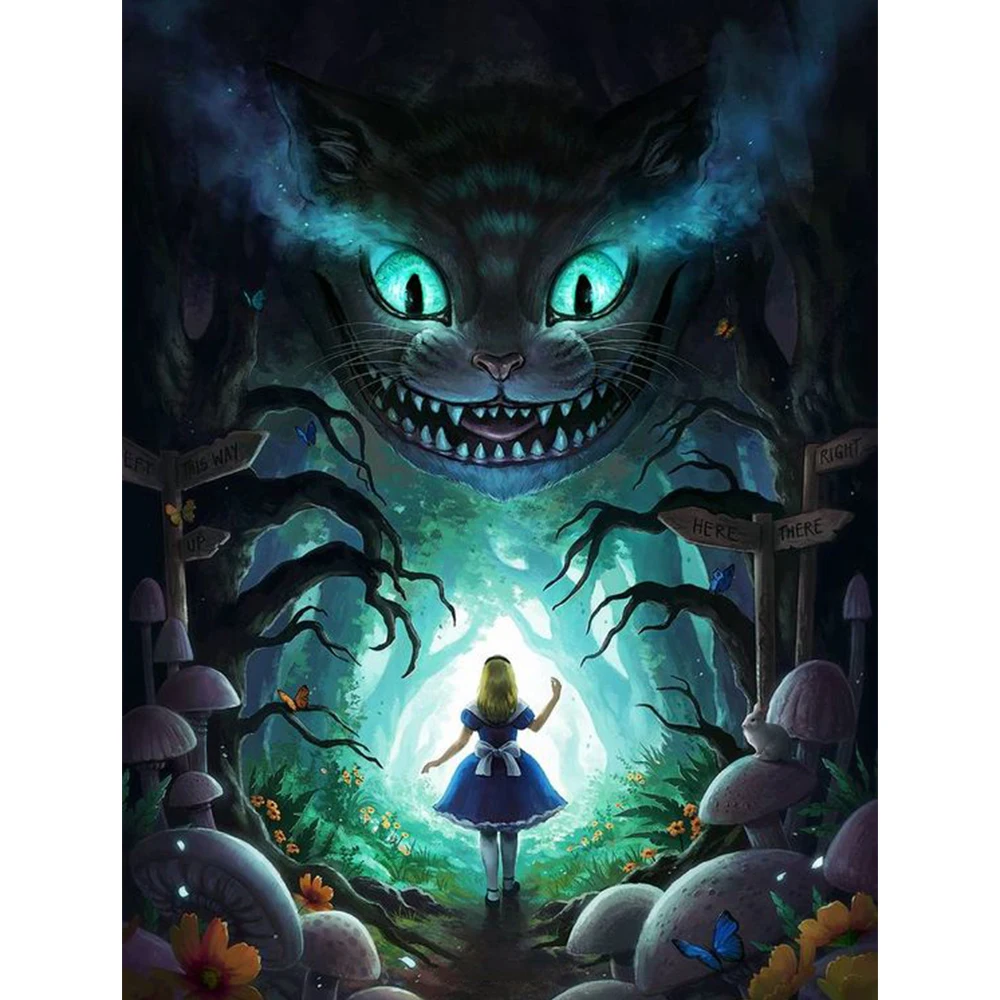 

Disney 5D DIY Diamond Mosaic Painting Cartoon Cheshire Cat Full Round Drill New Arrival Embroidery Handmade Home Decor Gift