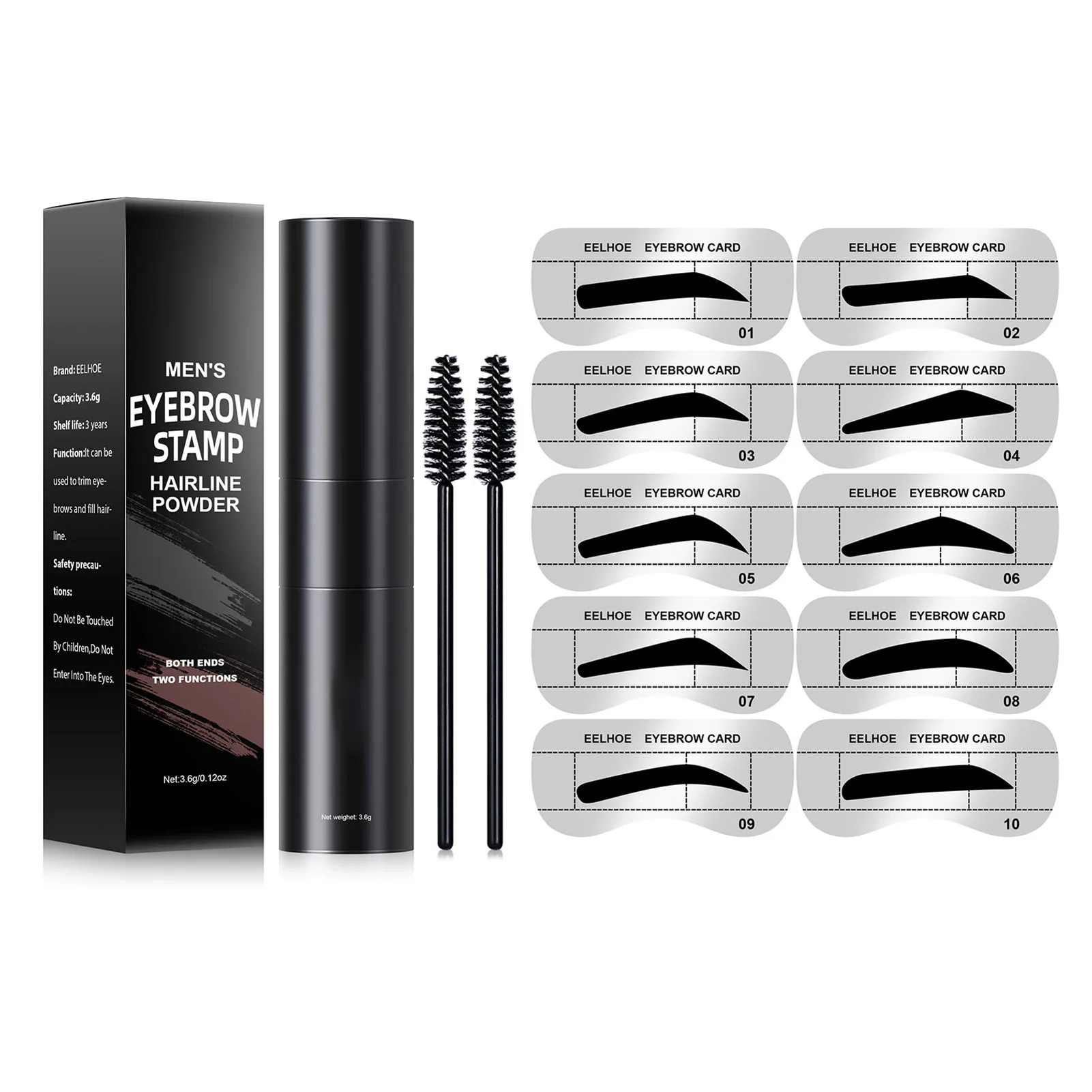 

Eyebrow Stamp Waterproof Brow Stencil Kit Eyebrow Definer For Men Hairlines Shadow Powder Stick With 10 Reusable Eyebrow Stencil