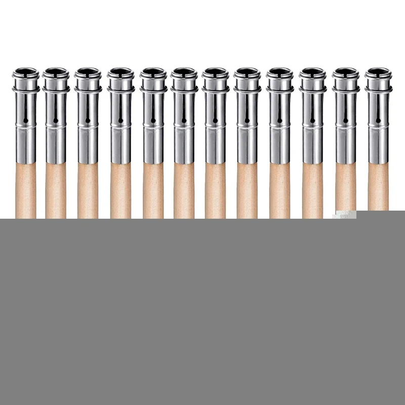 

12 Pieces Wooden Pencil Extenders Art Pencil Lengthener Crayon Extension With Aluminum Handle For School Office Supplies