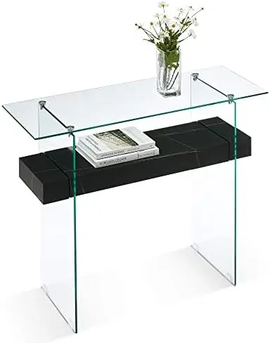

Glass Console Table with Storage Modern Sofa Table Entryway Table Glass Writing Desk Small Computer Desk TV Table Buffet Table M