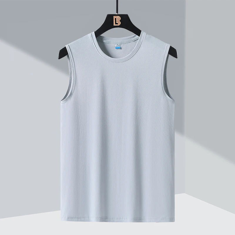 

Men Summer Round Collar Vest Men Solid Loose Color Sleeveless T-Shirt Jogging Breathable Sweatshirt Large Size Multi-Color M-8XL