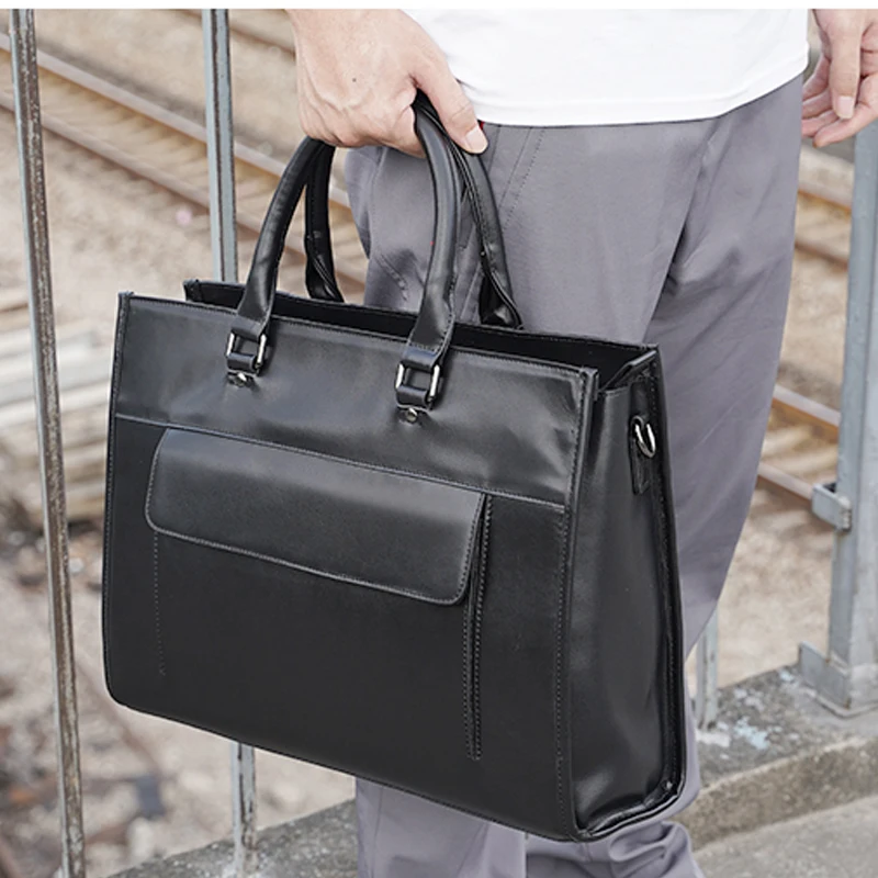 

Urban Minimalist Style 15.6Laptop Bag Leather Business Commuter Bag First Layer Cowhide Large-capacity Multi-purpose Bag