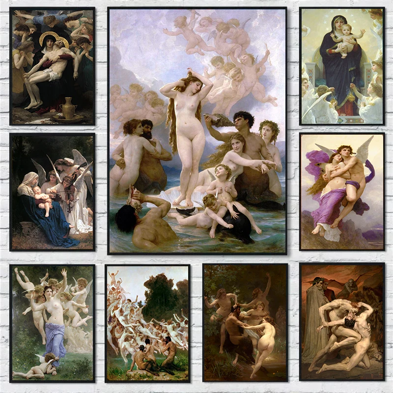

Художественные плакаты William-Adolphe Bouguereau, постеры с изображением рождения венерины, Картина на холсте, HD печать, настенные художественные карт...