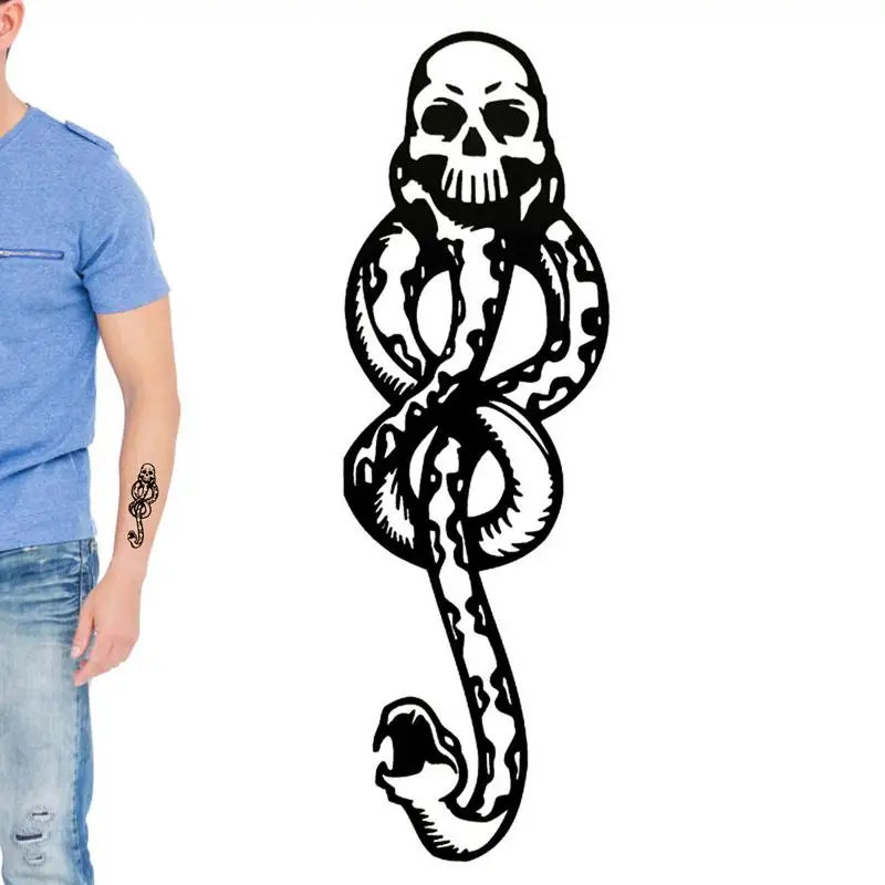 

Waterproof Temporary Tattoo Stickers Sexy Snake Element Skull Head Snake Fake Tatoo Body Art Gift For Women Men 10 Pieces