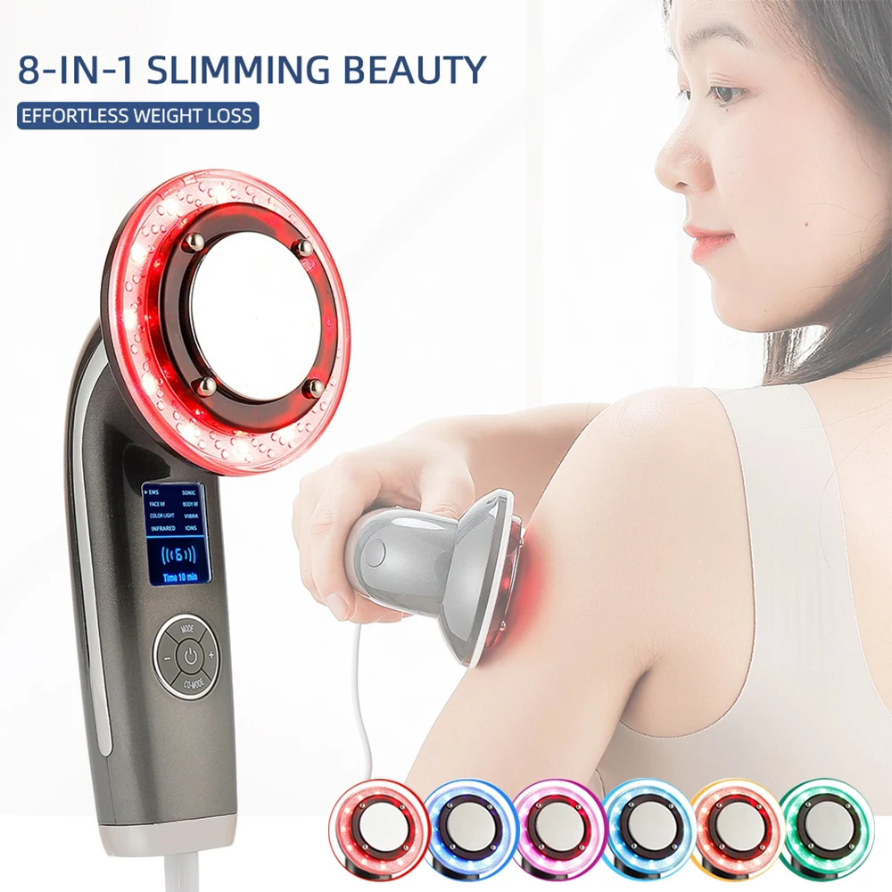 

8-IN-1 Slimming Beauty Device RF High-frequency Vibration Fat Burner Ultrasonic EMS Weight Loss Body Massager Skin Tightenning