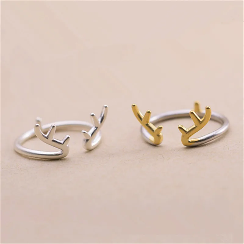 

Women's Girls Simple Cute Antlers Shape Open Style Ring Adjustable Fashion Jewelry Gifts R0908