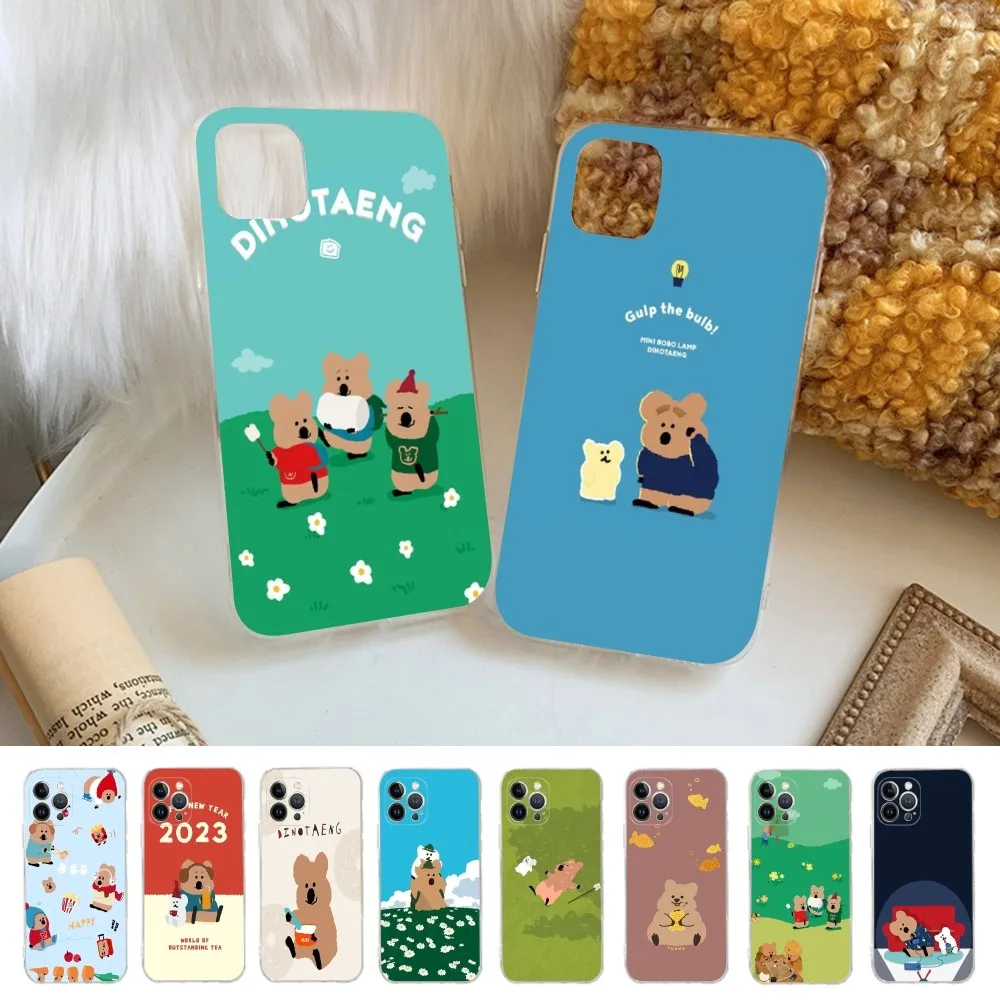 Cute D-Dinotaeng Bear Phone Case Silicone Soft for iphone 16 15 14 13 12 11 Pro Mini XS MAX Plus X Cover