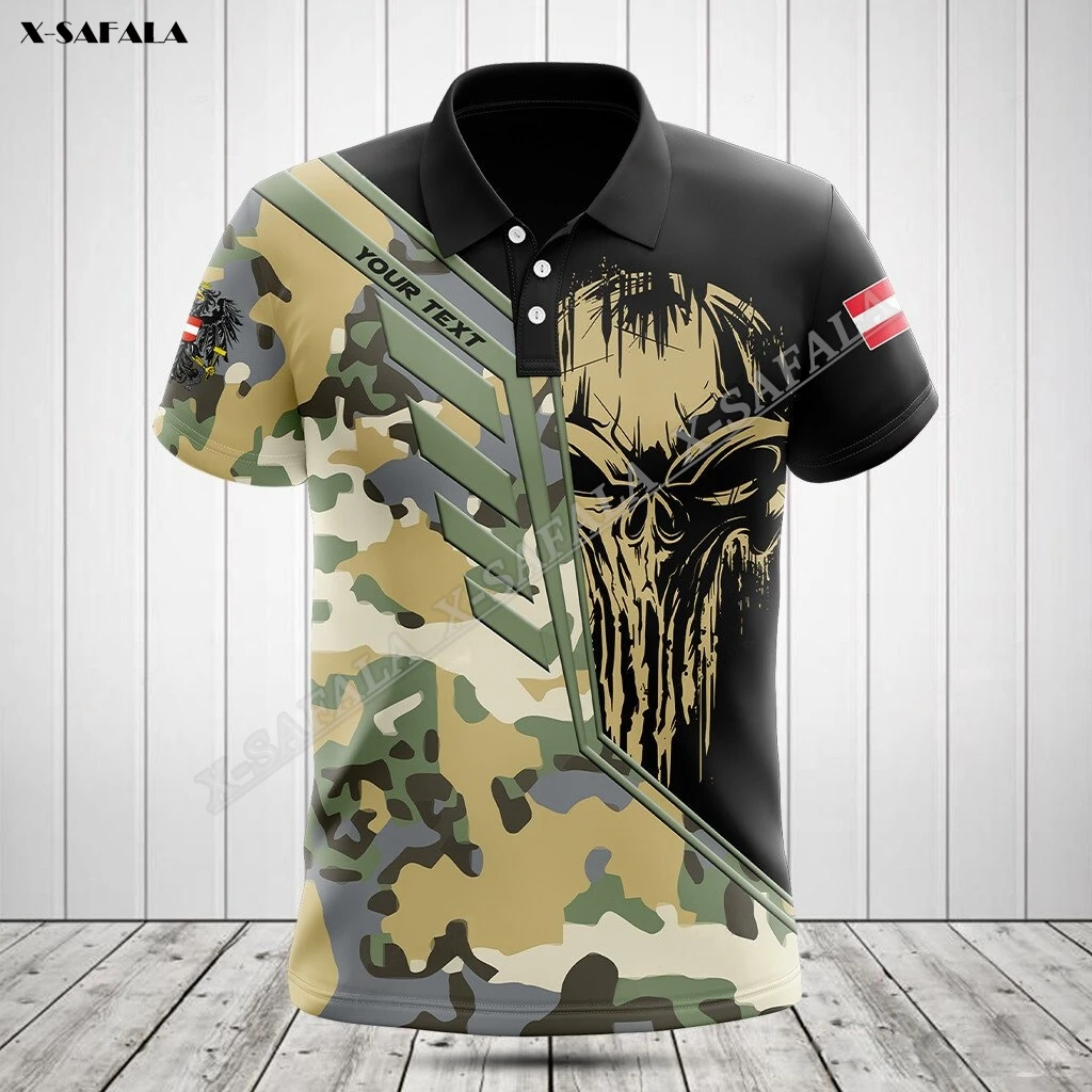 

Рубашка-поло мужская с 3D-принтом черепа, камуфляжная армейская рубашка-поло для взрослых, короткий топ, дышащая термостойкая футболка, высокого качества