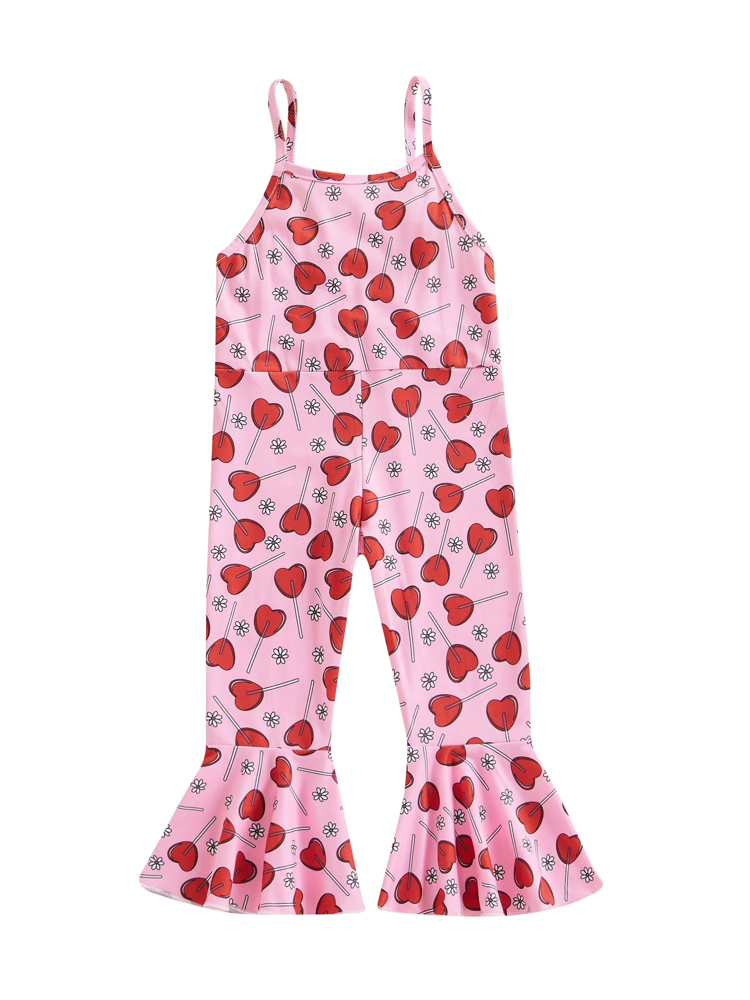 

Toddler Infant Baby Girl Romper Spaghetti Strap Flared Jumpsuit Bell Bottom Overalls Outfit Cute Summer Clothes