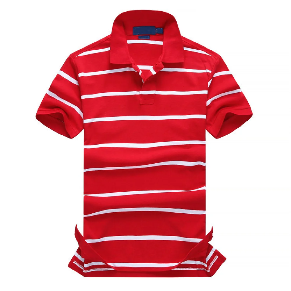 

Summer 100% Cotton Stripe Short Sleeve Polo Shirts for Man Polo Small Pony Men Clothes 2023 Fashion Shirts with Collar